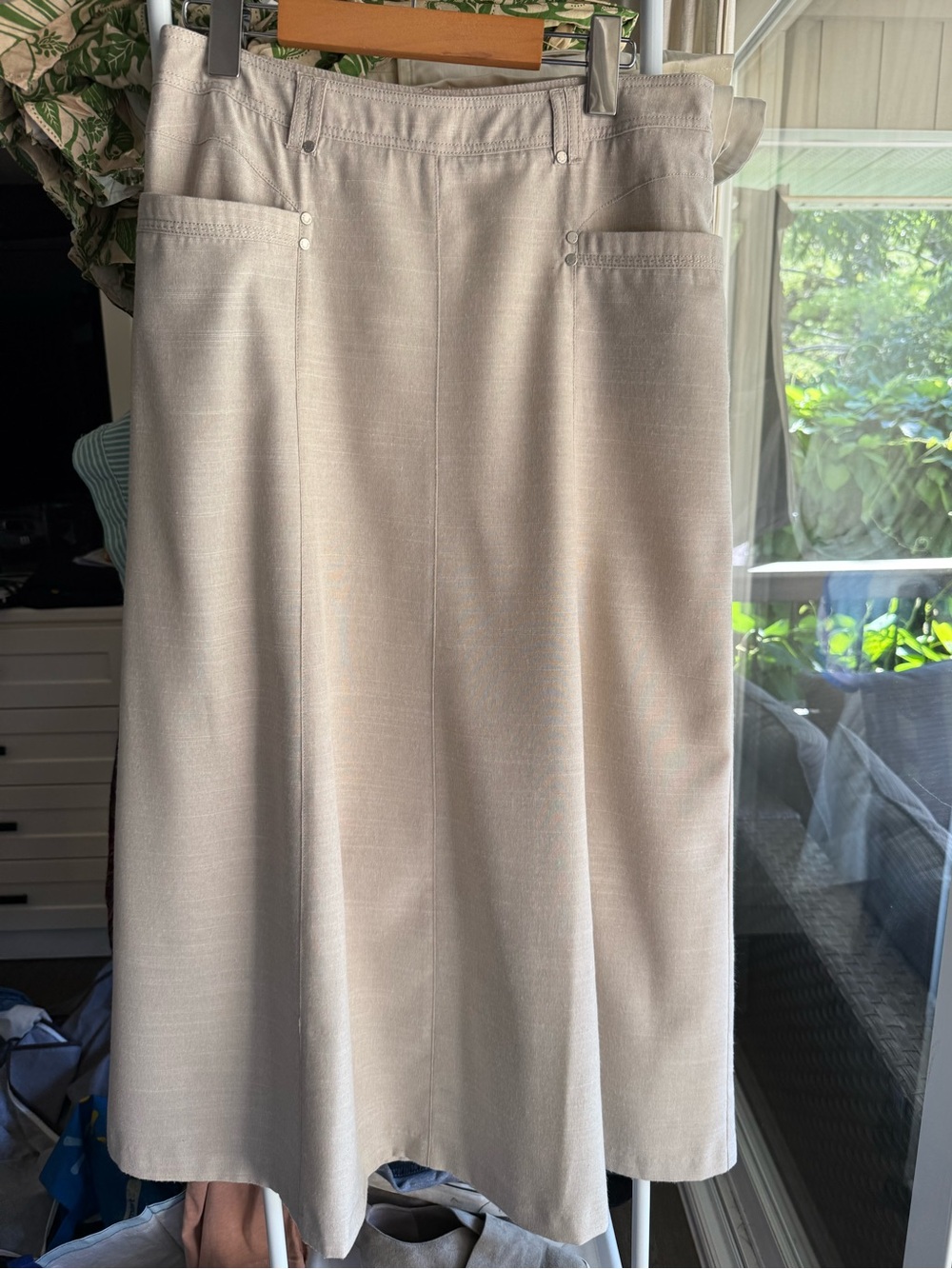 Women's Cream Maxi Skirt - Lightweight A-Line - Picture 3 of 6